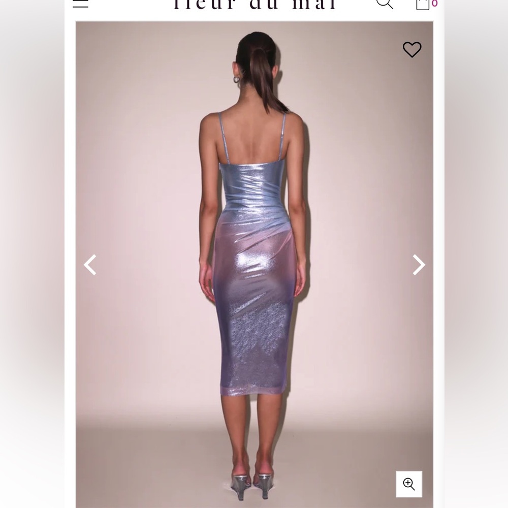 FLEUR DU MAL Metallic Ombré Mesh Ruched Dress XS - Picture 7 of 7